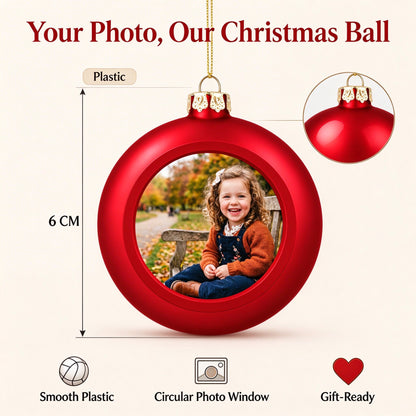 Personalized Photo Christmas Ball Ornament, Custom Family Picture Keepsake - centerpiece display