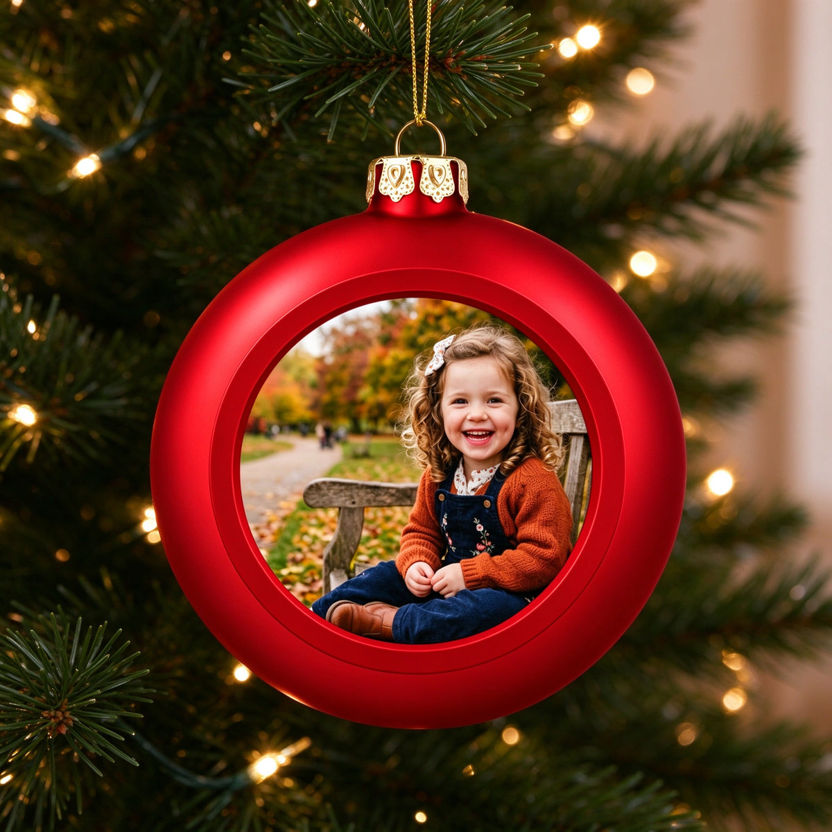 Personalized Photo Christmas Ball Ornament, Custom Family Picture Keepsake - lifestyle scene