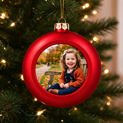 Personalized Photo Christmas Ball Ornament, Custom Family Picture Keepsake - lifestyle scene