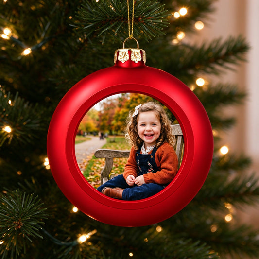 Personalized Photo Christmas Ball Ornament, Custom Family Picture Keepsake - lifestyle scene