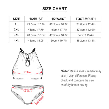 Size chart for Women's Plus Size Bikini, Tummy Control Swimwear.