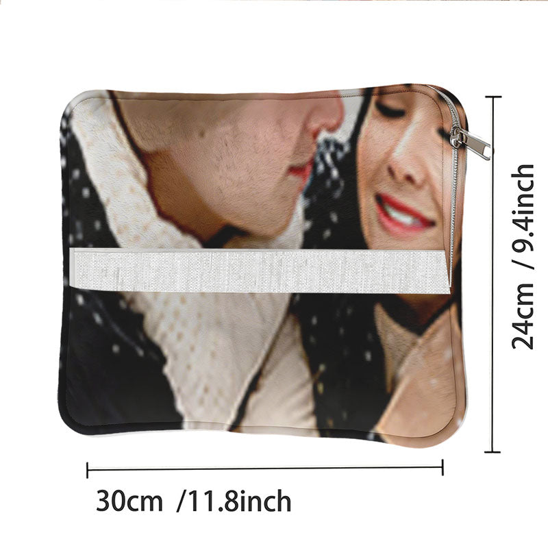 Romantic couple photo pillow dimensions: 11.8x9.4 inches.