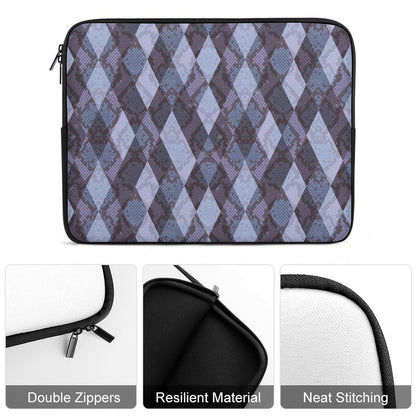 Portable Laptop Bag with Diamond Pattern, sliding a silver notebook inside the case.