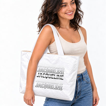 Personalized Repeated Name Typography Tote Bag - outfit and styling view