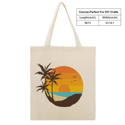 Reusable Canvas Tote Bag size chart and DIY details for custom crafts.