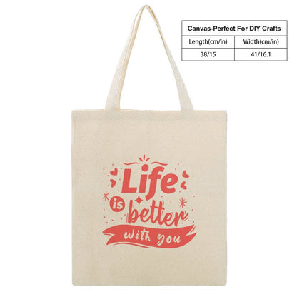 Reusable Cloth Bag for DIY Crafts. Medium Tote Bag size chart.