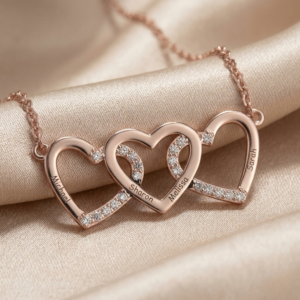 Woman showcasing custom rose gold mothers gift