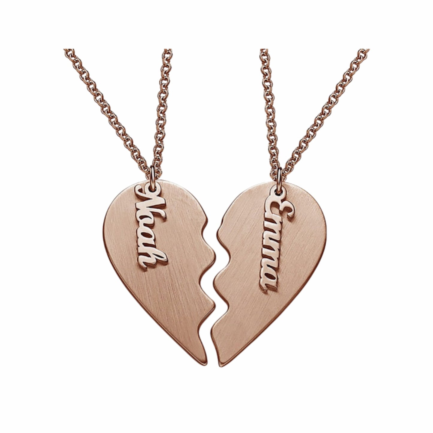 Personalized Half Heart BFF Necklaces for 2 - Custom Engraved Friendship Matching Set