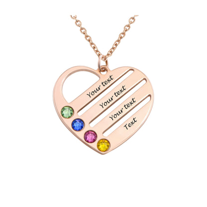 Rose gold engraved heart nameplate necklace, ideal Mothers Day jewelry gift.