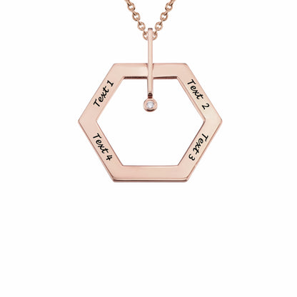 Collier hexagonal personnalisé - Gravure personnalisée avec noms et pierre | Cadeau pour maman et grand-mère