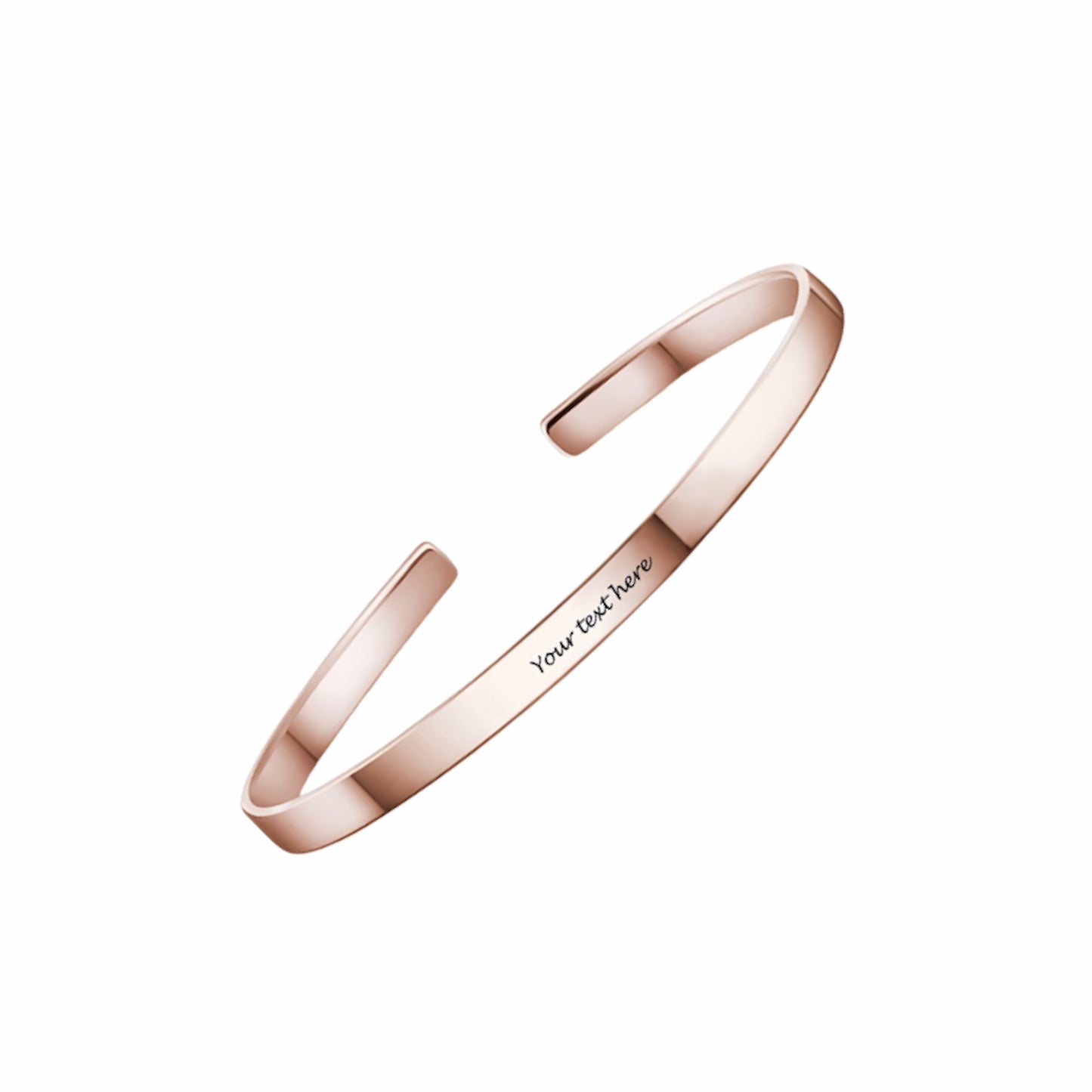 Rose gold handmade simple engraved cuff bangle for men. Personalized gift.