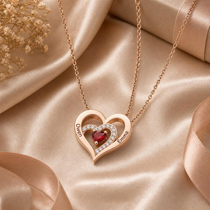 Rose gold heart necklace in a gift scene