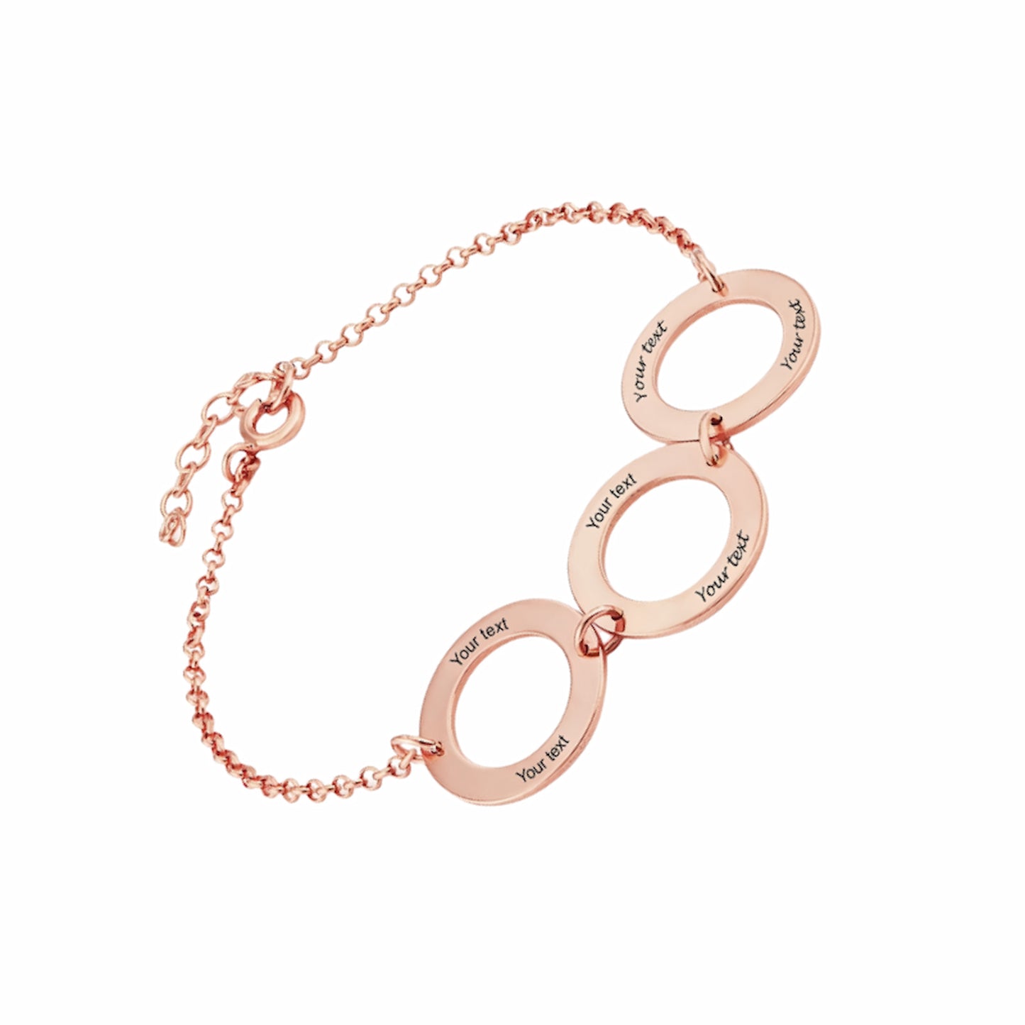 Bracelet personnalisé à cercles gravés pour femme - Disque prénom personnalisé en argent sterling - Famille