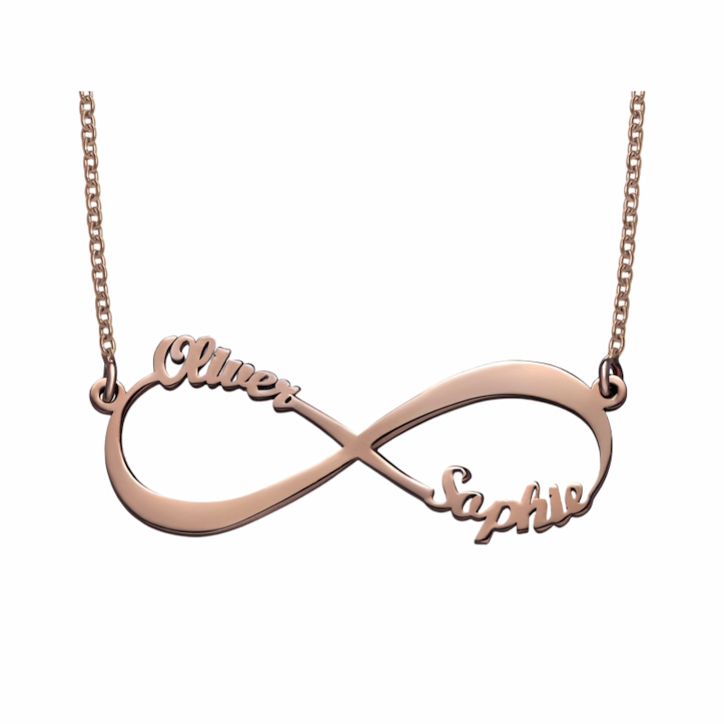 Personalized Infinity Name Necklace - Custom Engraved Sterling Silver Couple Name Gift