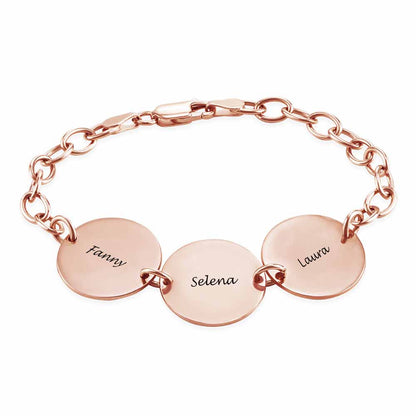 Elegant Personalized Sterling Silver Name Disc Bracelet – Custom Gift for Her