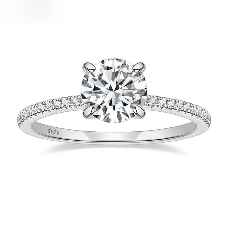 Custom Name Hidden Halo Engagement Ring,3CT Sterling Silver, Engraved Promise Ring for Women