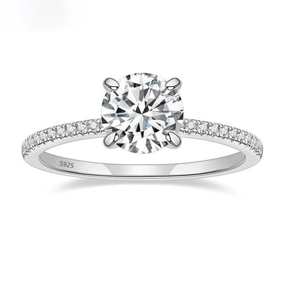 Custom Name Hidden Halo Engagement Ring,3CT Sterling Silver, Engraved Promise Ring for Women