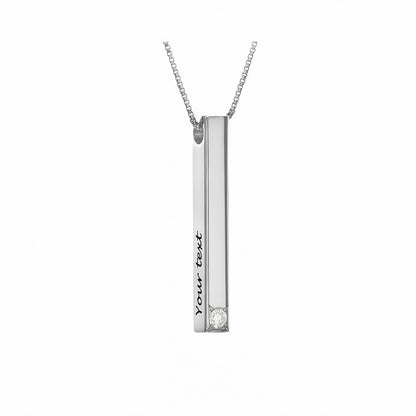 Personalized 2 Sided Vertical Bar Pendant Sterling Silver Coordinate Jewelry for Couples