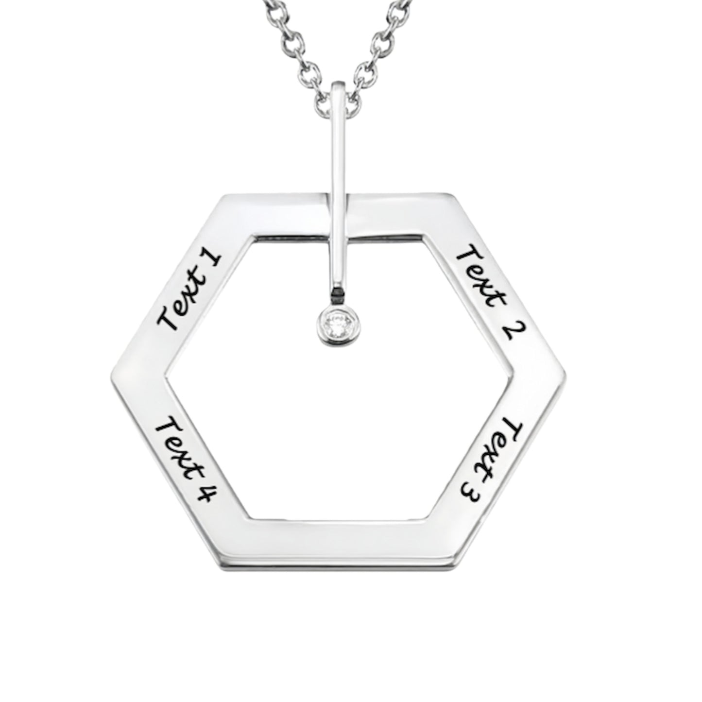 Collier hexagonal personnalisé - Gravure personnalisée avec noms et pierre | Cadeau pour maman et grand-mère