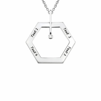 Collier hexagonal personnalisé - Gravure personnalisée avec noms et pierre | Cadeau pour maman et grand-mère