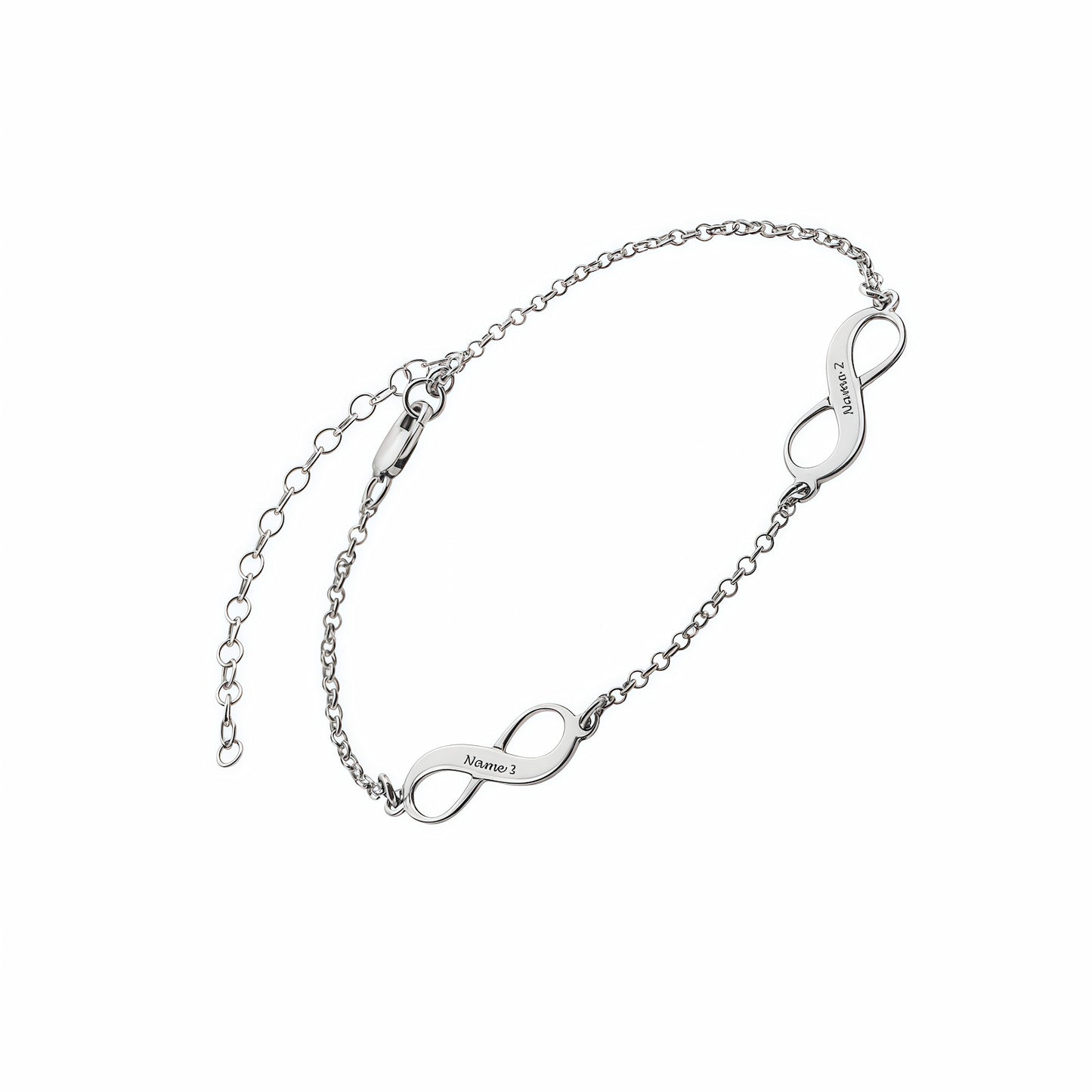 Personalized 925 sterling silver infinity anklet/bracelet for women, engraved Name