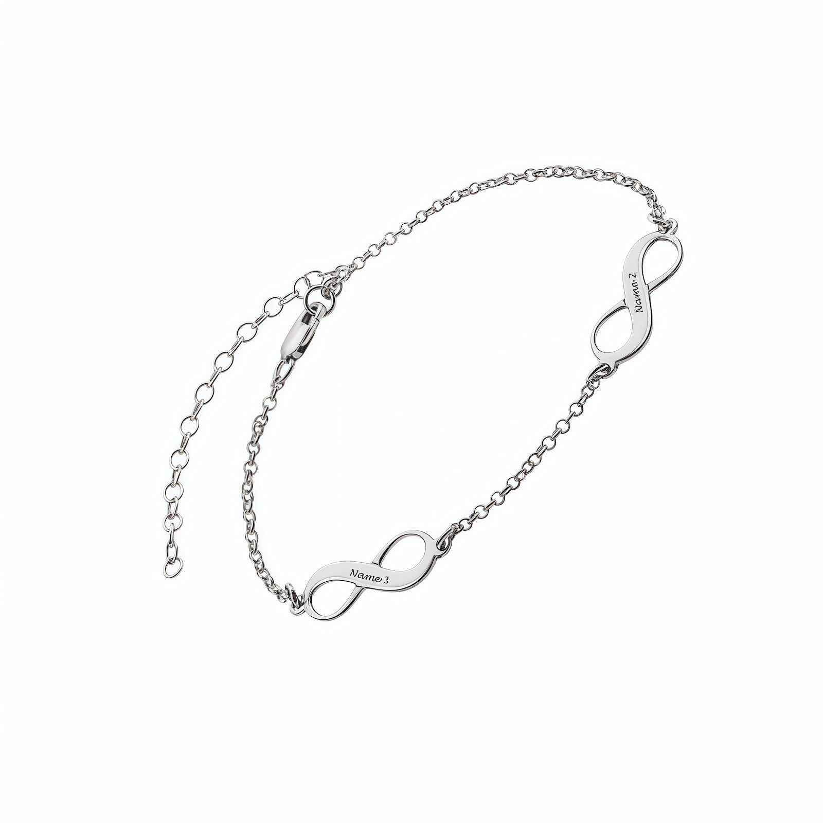 Personalized 925 sterling silver infinity anklet/bracelet for women, engraved Name