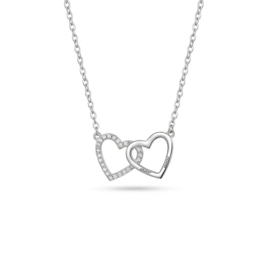 Personalized double heart pendant with cubic zirconia