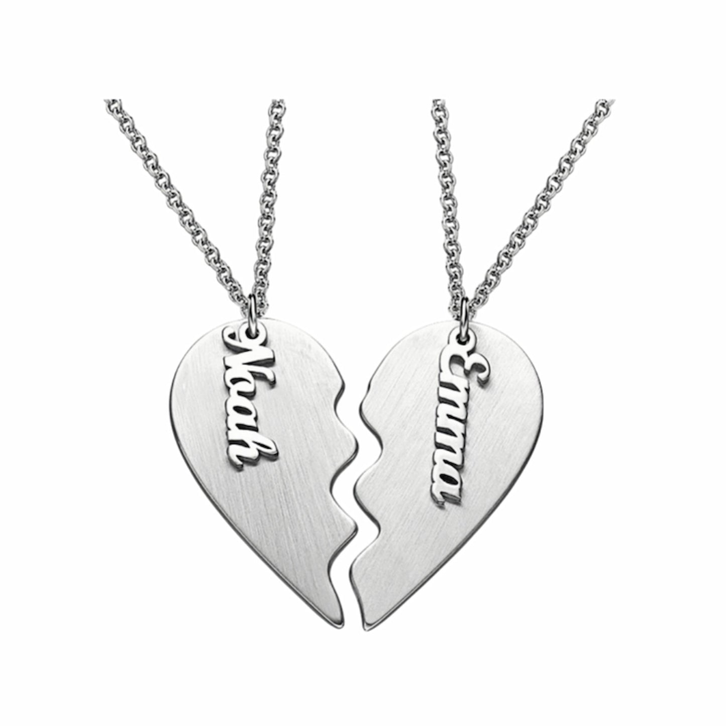 Personalized Half Heart BFF Necklaces for 2 - Custom Engraved Friendship Matching Set