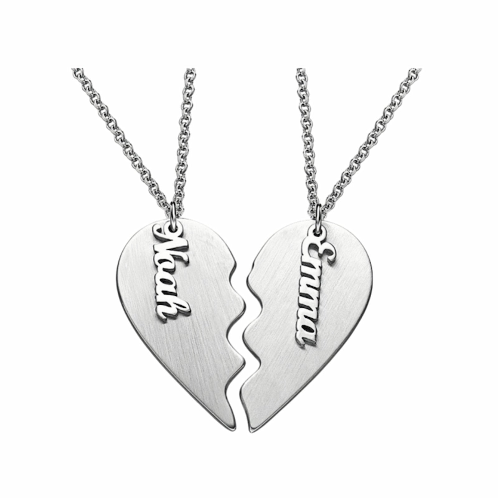 Sterling silver personalized half heart BFF necklace for 2