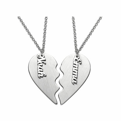 Sterling silver personalized half heart BFF necklace for 2