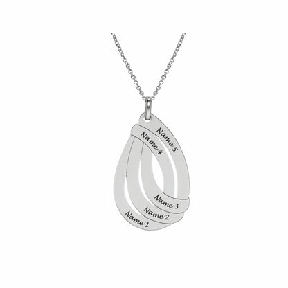 Collier en forme de larme personnalisé avec plusieurs noms - Cadeau familial gravé sur mesure pour maman