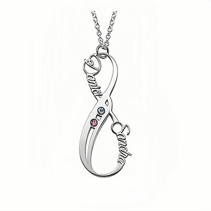 Personalized Vertical Infinity Name Birthstone Necklace - Custom Gifts for Couples