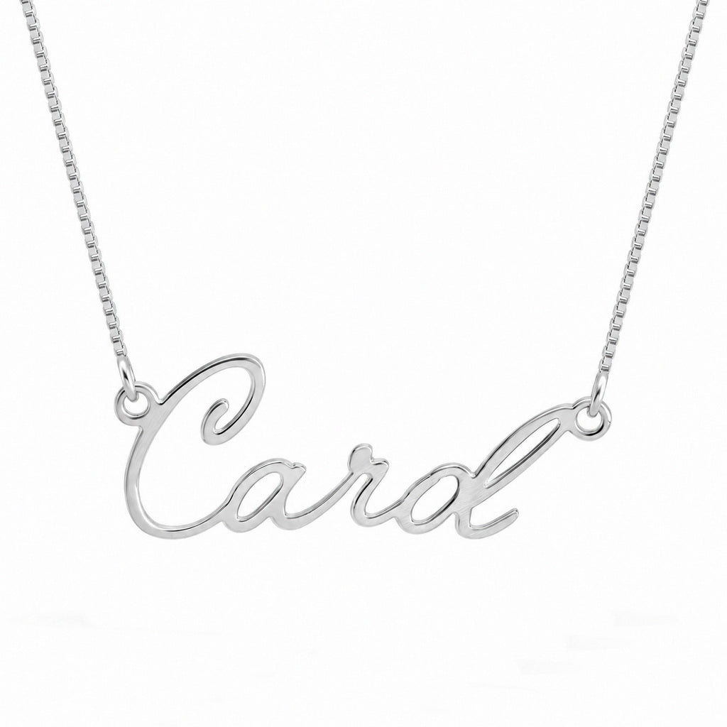 Sterling silver custom cursive name necklace Carol.