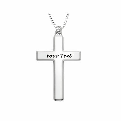 Collier croix gravé personnalisé - Cadeau unisexe en argent sterling ou plaqué or 18 carats