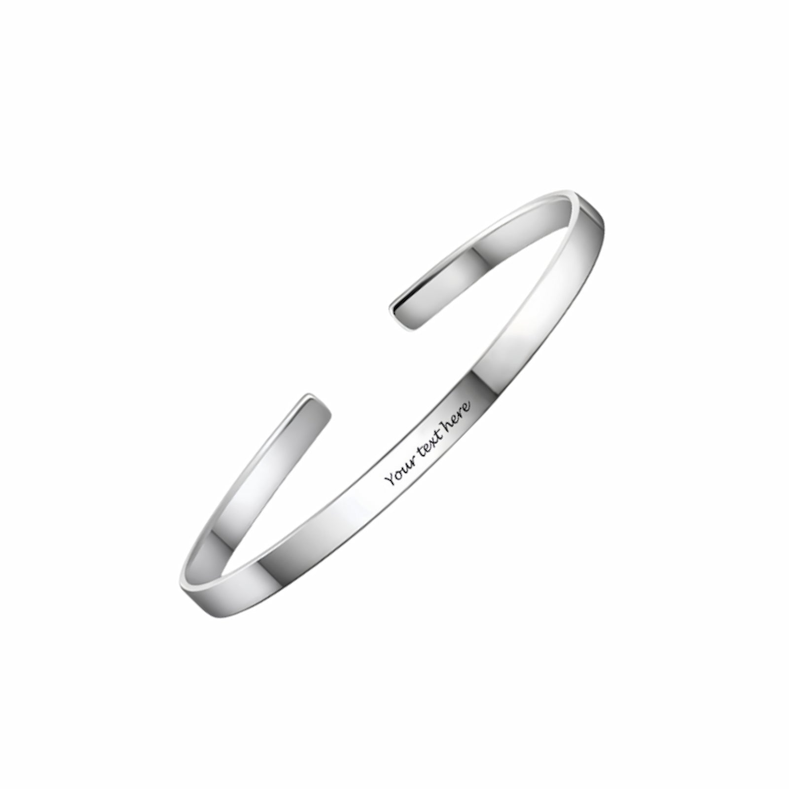 Sterling silver personalized engraved cuff bangle for men, custom text.