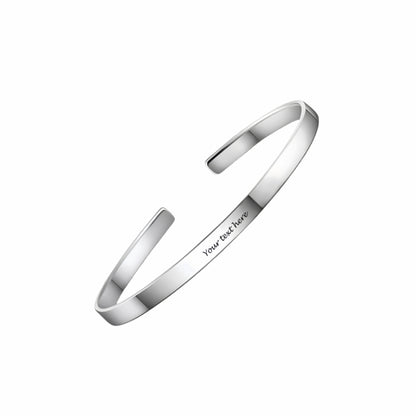 Sterling silver personalized engraved cuff bangle for men, custom text.