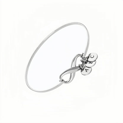 Bracelet jonc personnalisé avec initiale infinie pour femme - Disques gravés sur mesure en or S925