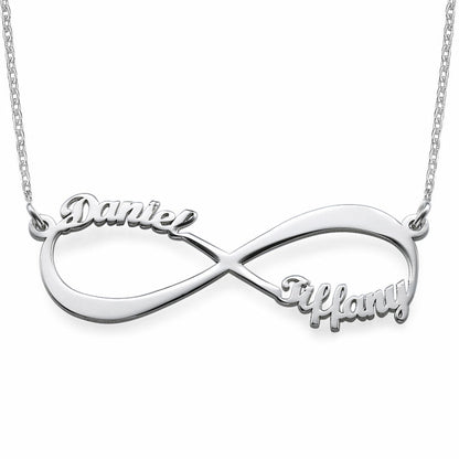 Sterling silver personalized two name infinity pendant, gift for girlfriend.