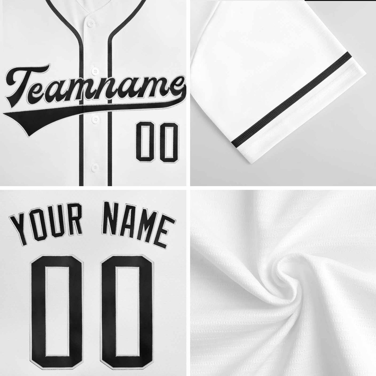 Stitched Name Number Women Baseball Shirt close up showing fabric and customization detail.