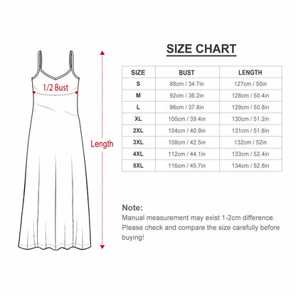 Size Chart for Women Casual Loose Sundress, Bust & Length Measurements.