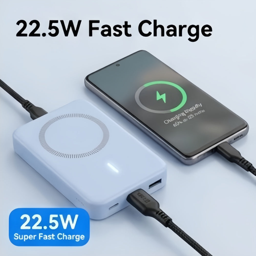 22.5W super fast charging power bank with wired connection.