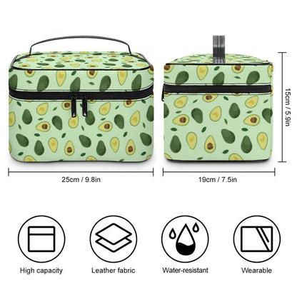 Travel makeup bag size (25x19x15cm) and features: high capacity, waterproof