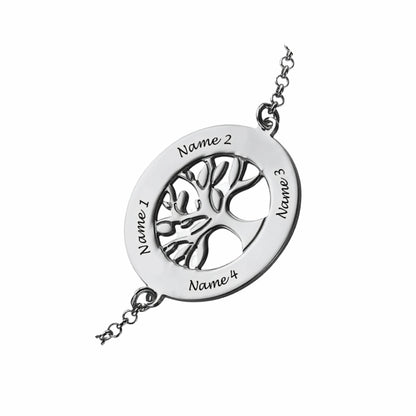 Personalized Engraved Tree of Life Bracelet | Custom Name Family Keepsake Gift