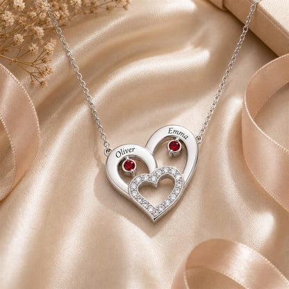 Two heart necklace in a gift scene