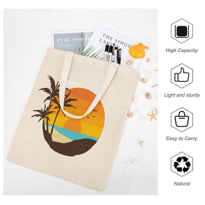 Natural Canvas Tote Bag for Vacation & Shopping. High Capacity and sturdy.