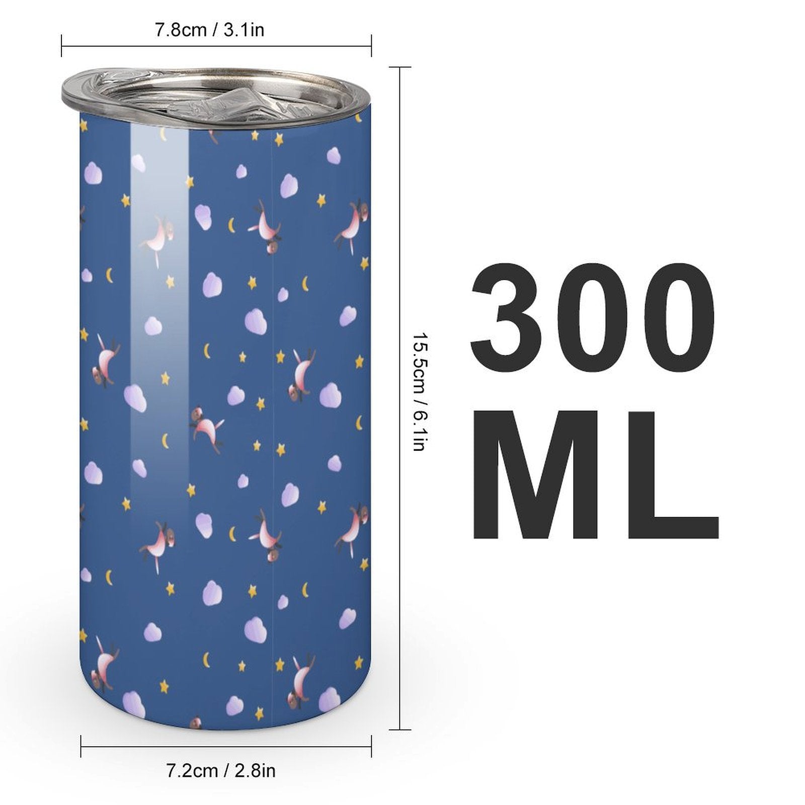 300ML stainless steel cup size dimensions and capacity.