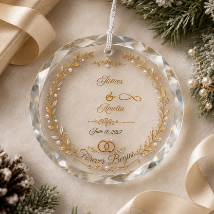 Couple Anniversary / Wedding Design personalized glass ornament gift box presentation