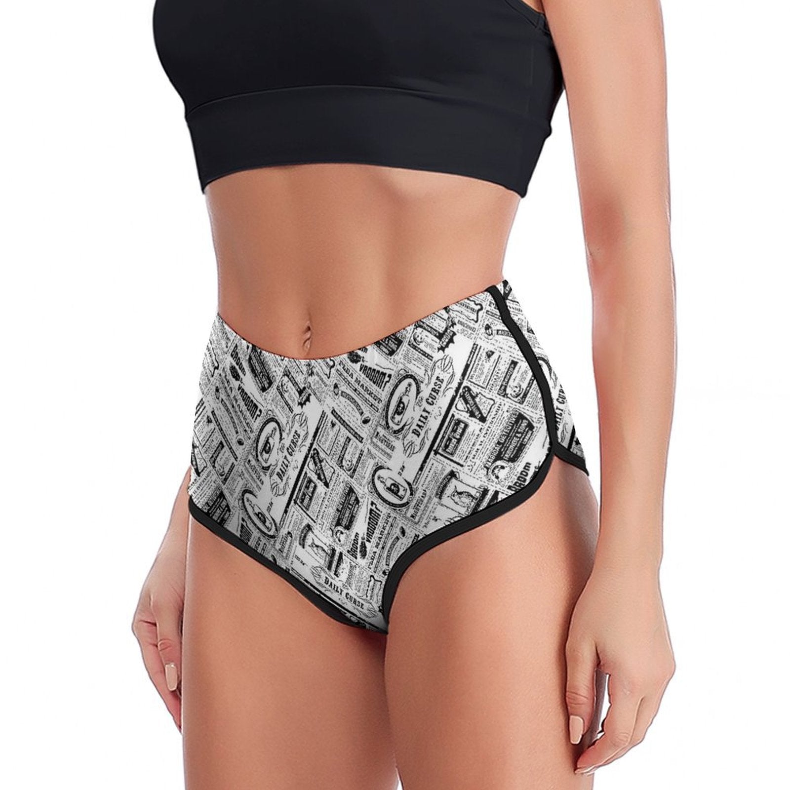 Personalized Print High Waist Booty Shorts for Women's Workout and Fitness.