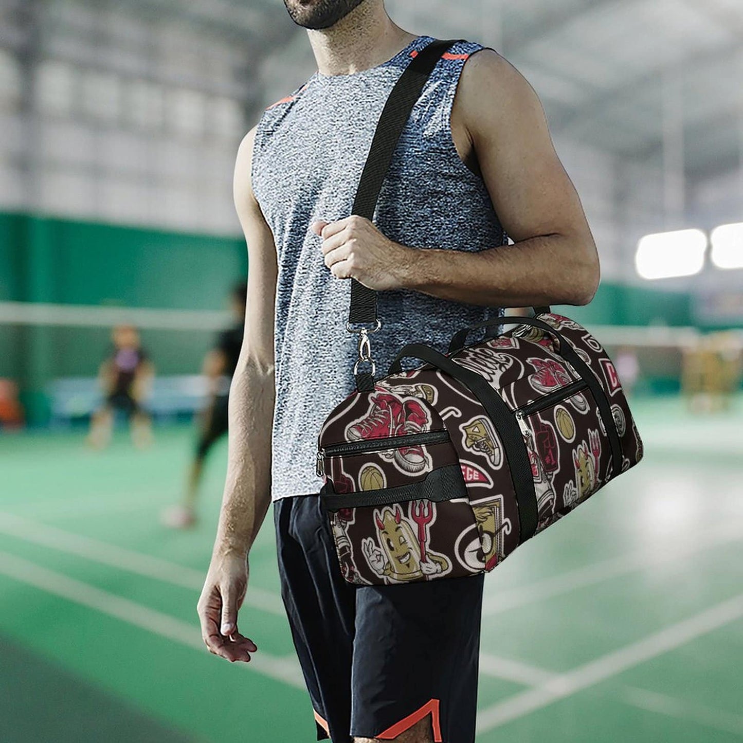 Yoga Backpack Used By Men Model In A Gym Or Training Context.